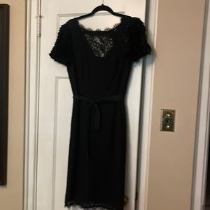 Beautiful black lace and ruffled sleeve evening dress